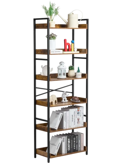 Vevor Bookshelf 6-Tier Industrial Rustic Storage Bookcase New