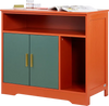 VEVOR Cat Litter Box Enclosure, 31 in Hidden Litter Box Cabinet with Shelf & Storage, Modern Style Indoor Cat Washroom, Wooden Kitty House Furniture End Table, Fit Most Litterboxes, Red & Green