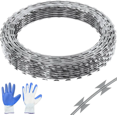 Vevor Razor Wire 147' Galvanized Barbed Fencing 3 Rolls New
