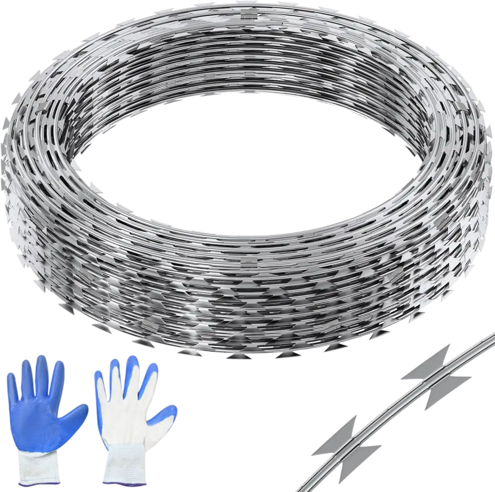 Vevor Razor Wire 147' Double Spiral Galvanized Security Fencing 3 Roll ...