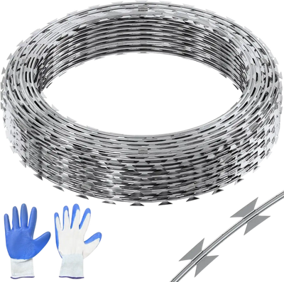 Vevor Razor Wire 98' Double Spiral Galvanized Security Fencing New
