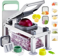 VEVOR Vegetable Chopper Mandoline Slicer, All-in-1 Food Veggie Cutter with 9 Stainless Steel Blades, Cheese Grater Onion Potato Dicer with Container,Salad Spiralizer Kitchen Gadgets&Essentials