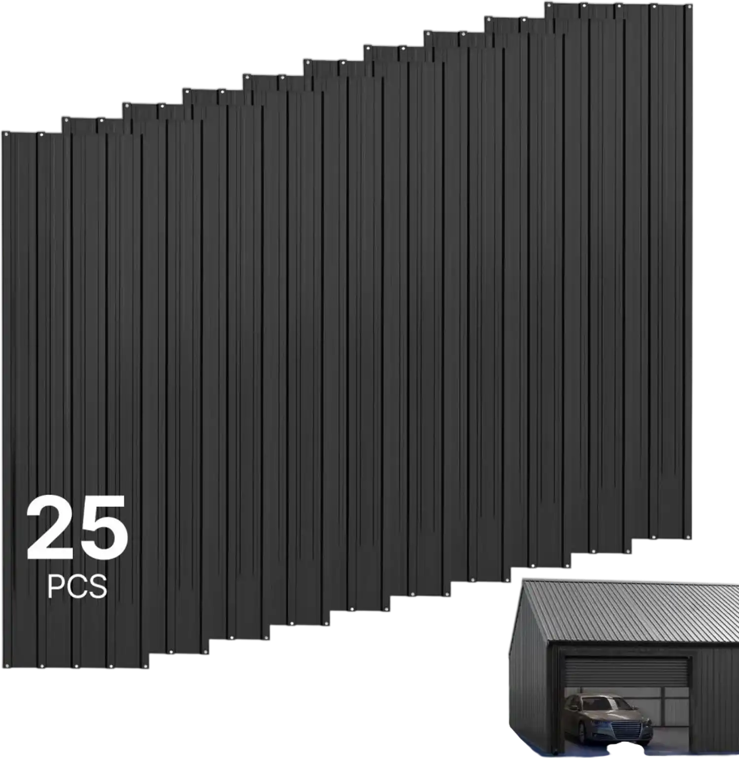 Vevor Metal Roof Panels 25-Pc 176 sq. ft. Galvanized Steel Corrugated Roofing Panels Black New