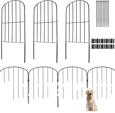 VEVOR Garden Fence, 24in(H) x30ft(L) Animal Barrier Fence, Underground Decorative Garden Fencing with 2 Inch Spike Spacing, Metal Dog Fence for the Yard and Outdoor Patio, 28 Pack