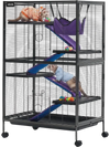 VEVOR Metal Small Animal Cage 50"H 5-Tier Rolling Ferret Cage On Wheels, 0.55" Wire Spacing Large Cages with Hammock, Ramps, Tray & Doors for Ferret, Chinchilla, Sugar Glider, Guinea Pig & Rabbit