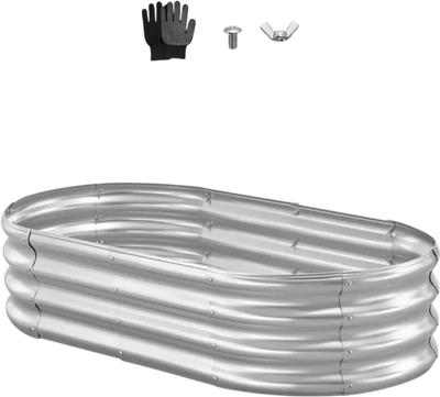 Vevor Raised Garden Bed 4' x 2' x 1' Oval Galvanized Metal Planter Box New