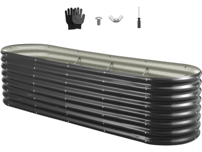 Vevor Raised Garden Bed 8' x 2' x 2' Oval Galvanized Outdoor Planter Box Dark Gray New