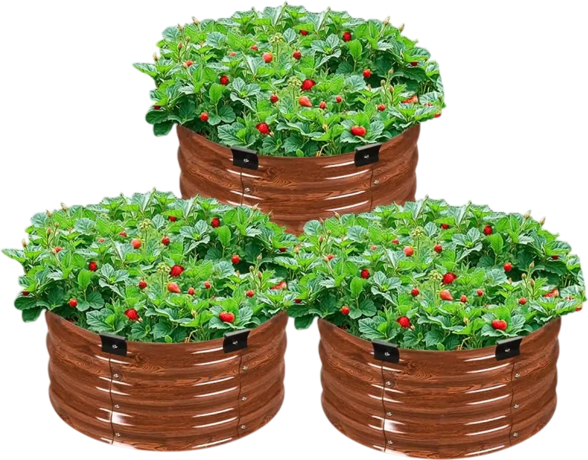 Vevor Raised Garden Bed 3-Pc 2' x 2' x 1' Galvanized Metal Planter Box Wood Grain New