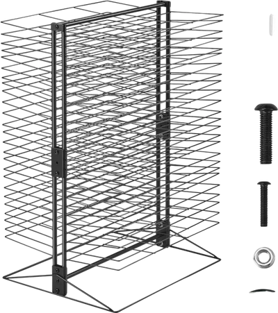 VEVOR Art Drying Rack, 50 Removable Shelves 20 x 17 x 30 inch Paint Drying Rack with Stable Base, Carbon Steel Metal Painting Drying Rack for Artwork in Classroom, Art Studios and Schools, Black
