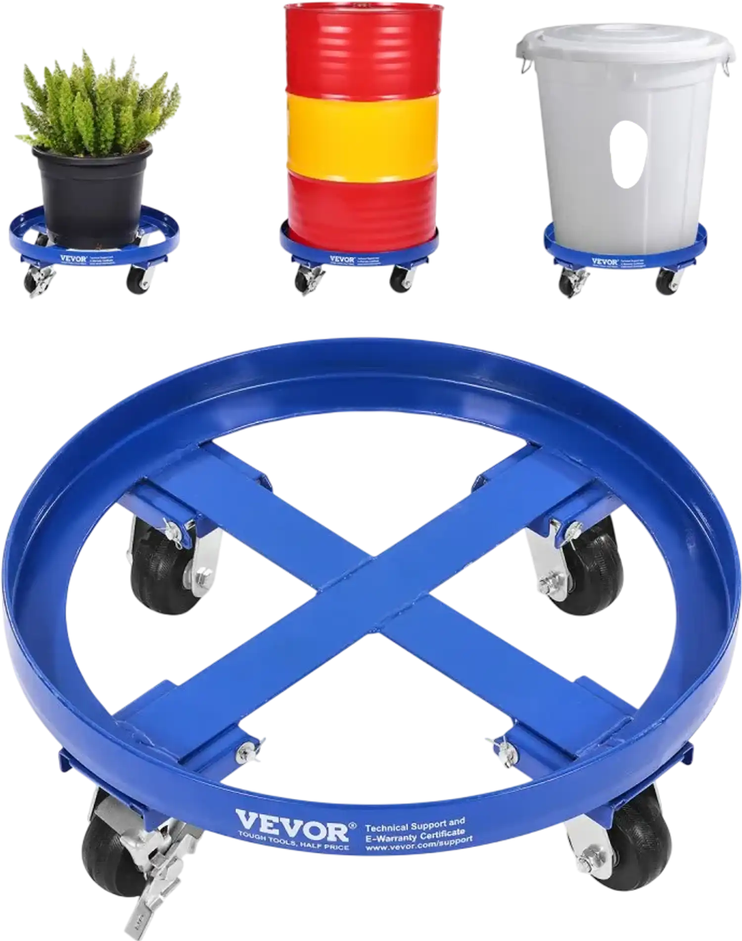 Vevor Drum Dolly 55 Gallon 2000 lbs Steel Barrel Caddy with 4 Swivel Casters New