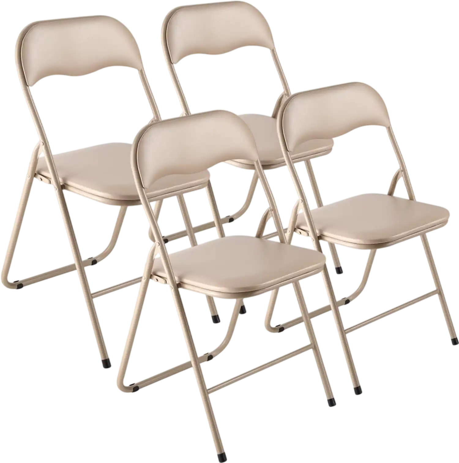 Vevor Folding Chairs 4-Pack Khaki Padded Leather New
