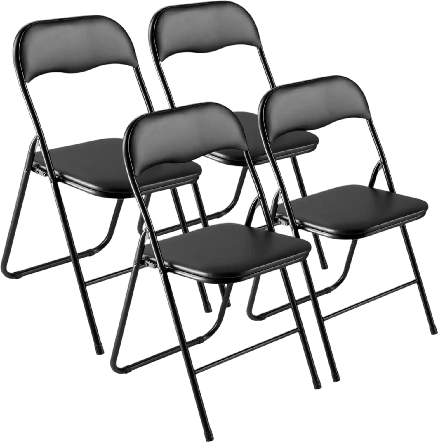 Vevor Folding Chairs 4-Pack Portable Leather Chairs with Padded Cushion Black New