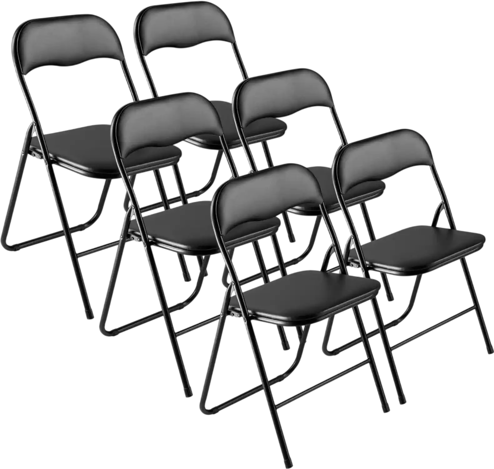 Vevor Folding Chairs 6-Pack Padded Black Leather New