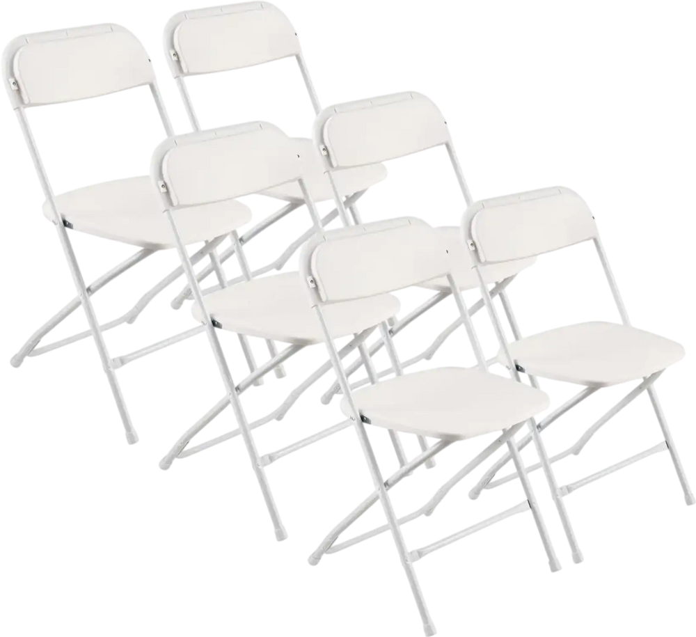 VEVOR 6 Pack Folding Chairs, Foldable Plastic Chairs with Heavy Duty Metal Frame, Portable Folding Card Table Chairs, Stackable Indoor Outdoor Seats for Home, Yard, Garden, Parties, Events, White