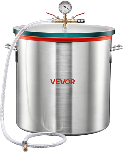 Vevor Vacuum Chamber 15 Gallon Aluminum Alloy Degassing Chamber with Tempered Glass Lid New