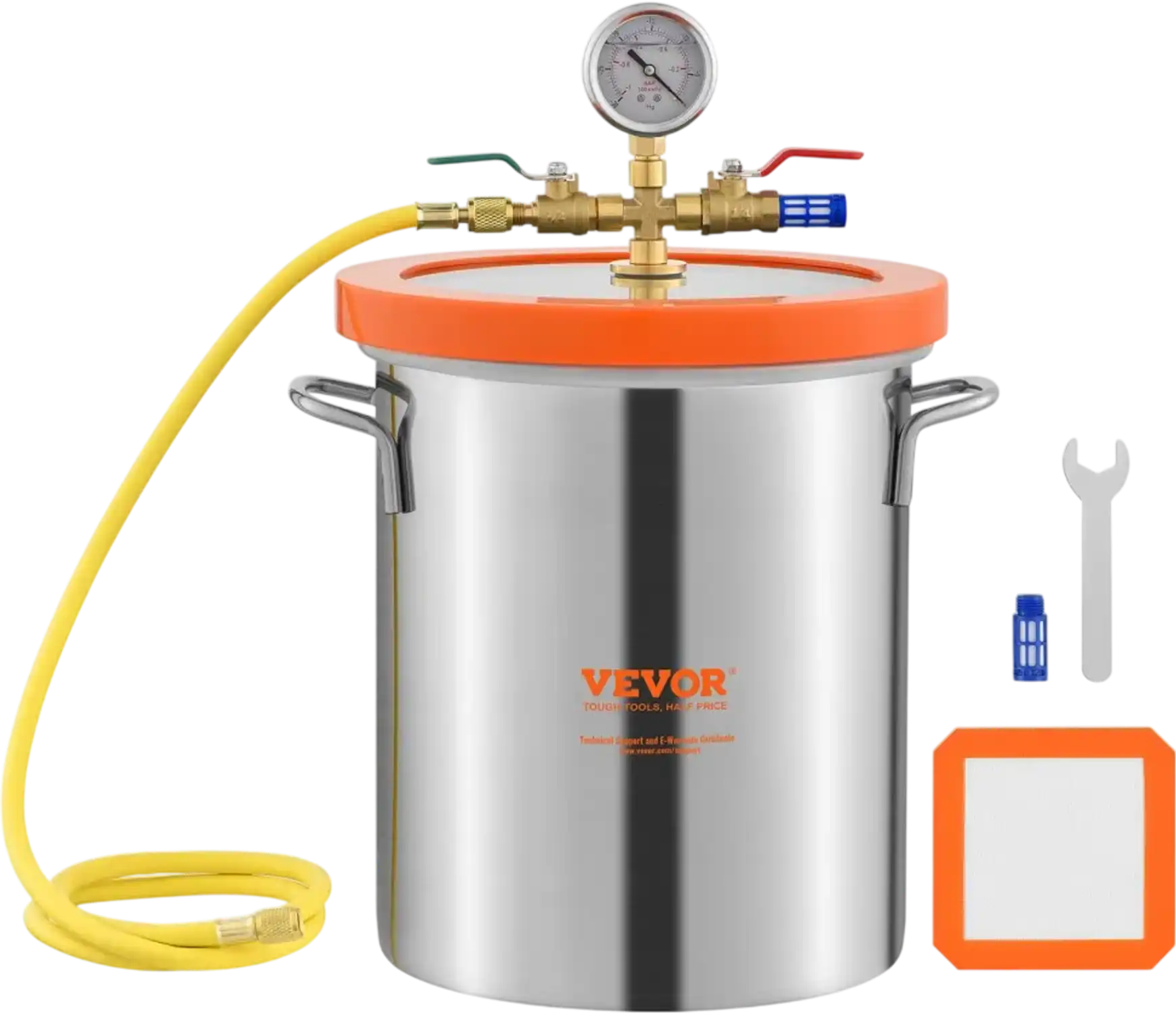 Vevor Vacuum Chamber 5 Gallon Tempered Glass Lid Degassing Chamber New