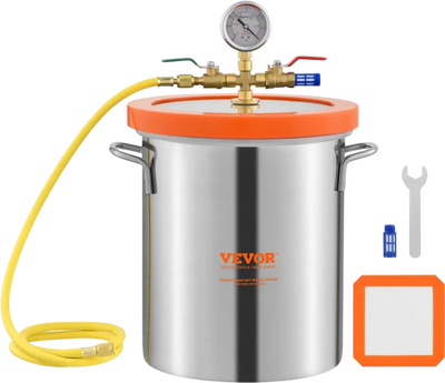 Vevor Vacuum Chamber 5 Gallon Tempered Glass Lid Degassing Chamber New