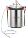 VEVOR 9 Gallon Vacuum Chamber, Stainless Steel, Vacuum Degassing Chamber with Tempered Glass Lid, Hose, Air Filter, for Resin Casting, Stabilizing Wood, Degassing Silicone, Epoxies, Essential Oils