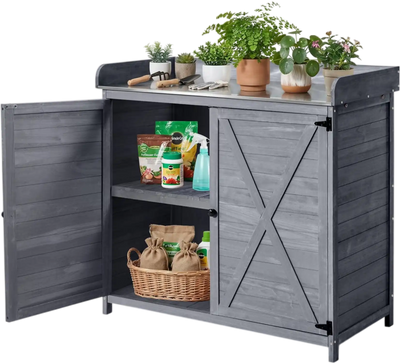 Vevor Potting Bench Outdoor Garden Workstation with Storage Cabinet 39