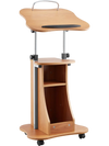 VEVOR Podium Stand, 43-Inch Wooden Lectern, Portable Laptop Desk with Lockable Wheels, Wide Reading Surface and Open Storage Area, Adjustable Height and Angle, for Speeches, Lectures, or Presentations