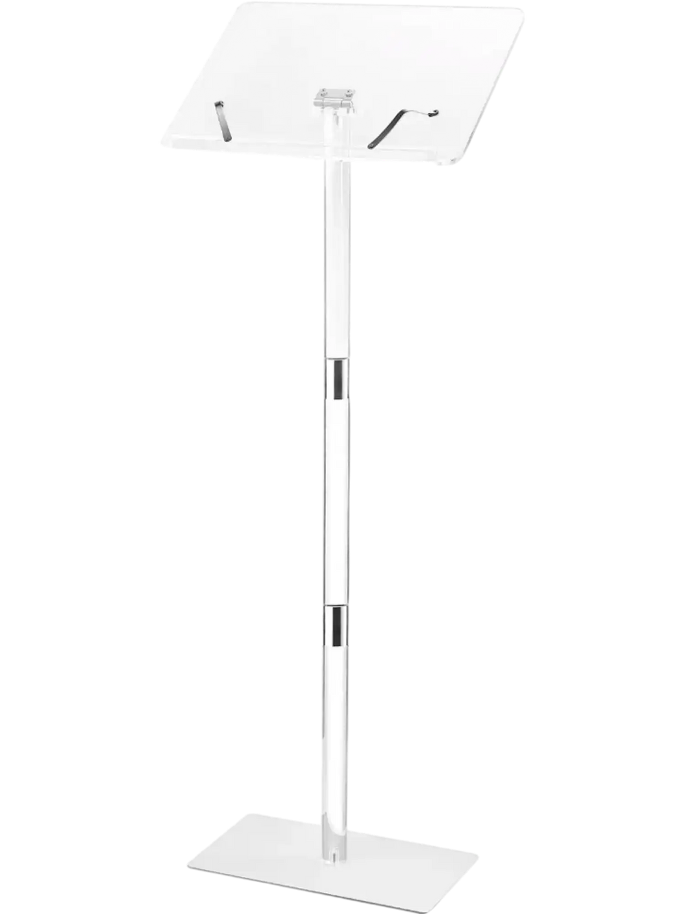 VEVOR Podium Stand, 43-Inch Acrylic Lectern, Portable Laptop Desk with Wide Reading Surface, Book Clips, Adjustable Angle, Floor-Standing, for Classroom, Wedding, Conference, Lecture and Concert