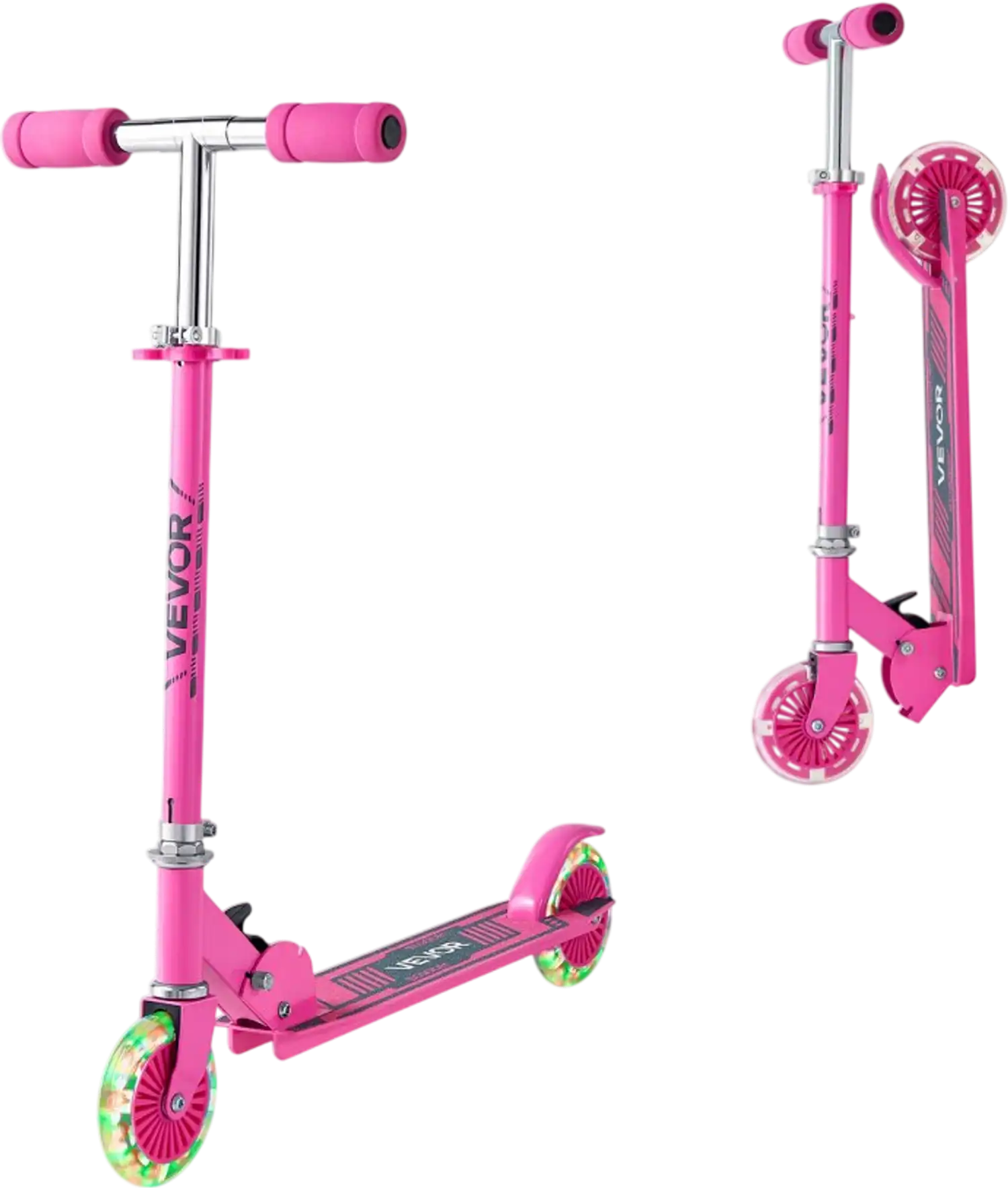 Vevor Kick Scooter Kids 2-Wheel Foldable Light-Up Wheels Pink New