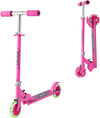VEVOR Kick Scooter for Kids Ages 3+, 2-Wheel Toddler Scooter with Light-Up Wheels, Adjustable Height Handlebar, Wide Anti-Slip Deck, Foldable Lightweight Frame for Boys & Girls up to 110 lbs, Pink