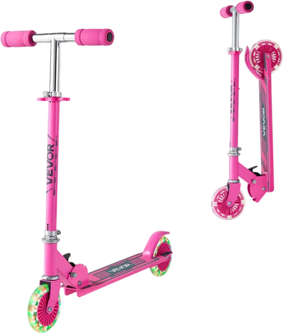Vevor Kick Scooter Kids 2-Wheel Foldable Light-Up Wheels Pink New