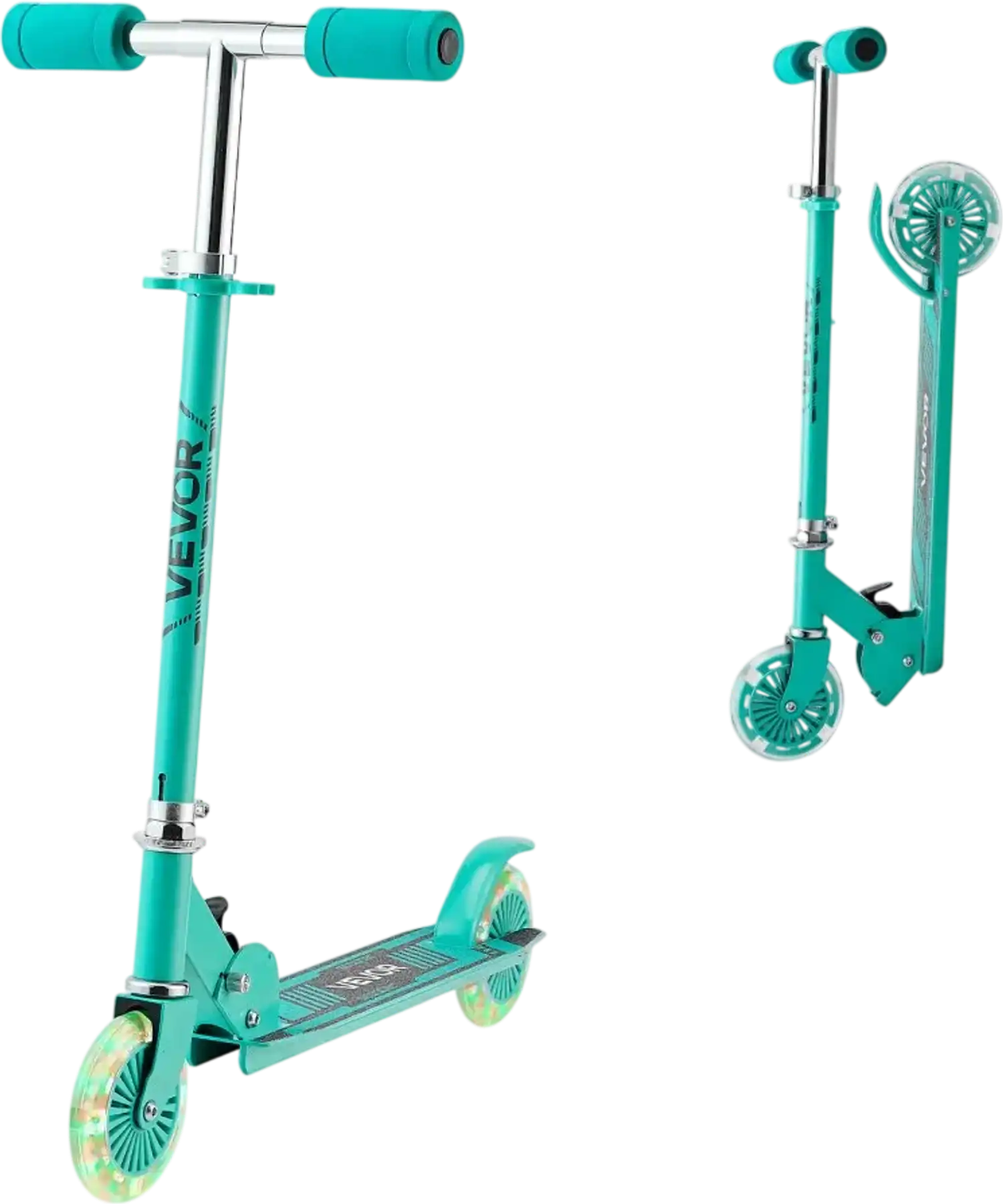 Vevor Scooter Kick Scooter for Kids 2-Wheel Light-Up Wheels Adjustable Handlebar Green New