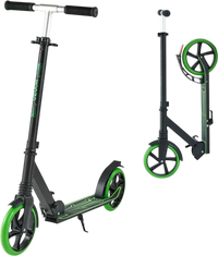 VEVOR Kick Scooter for Kids Ages 8+, Teens & Adults, 2-Wheel Toddler Scooter with Adjustable Height Handlebar, Wide Anti-Slip Deck, Foldable Lightweight for Boys & Girls up to 220 lbs, Black + Green