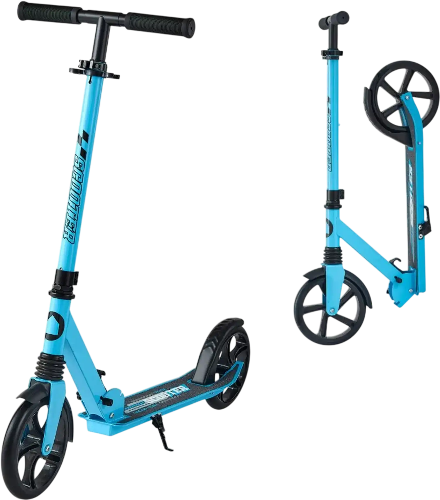 Vevor Kick Scooter Adjustable Height 2-Wheel Foldable Blue Black New