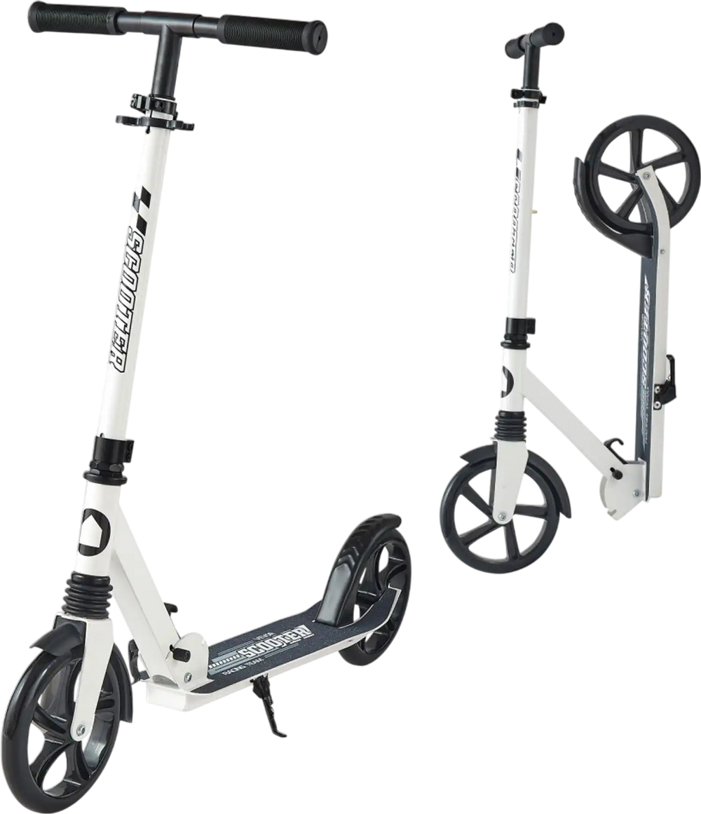 VEVOR Kick Scooter for Kids Ages 8+, Teens & Adults, 2-Wheel Toddler Scooter with Adjustable Height Handlebar, Wide Anti-Slip Deck, Foldable Lightweight for Boys & Girls up to 220 lbs, White + Black