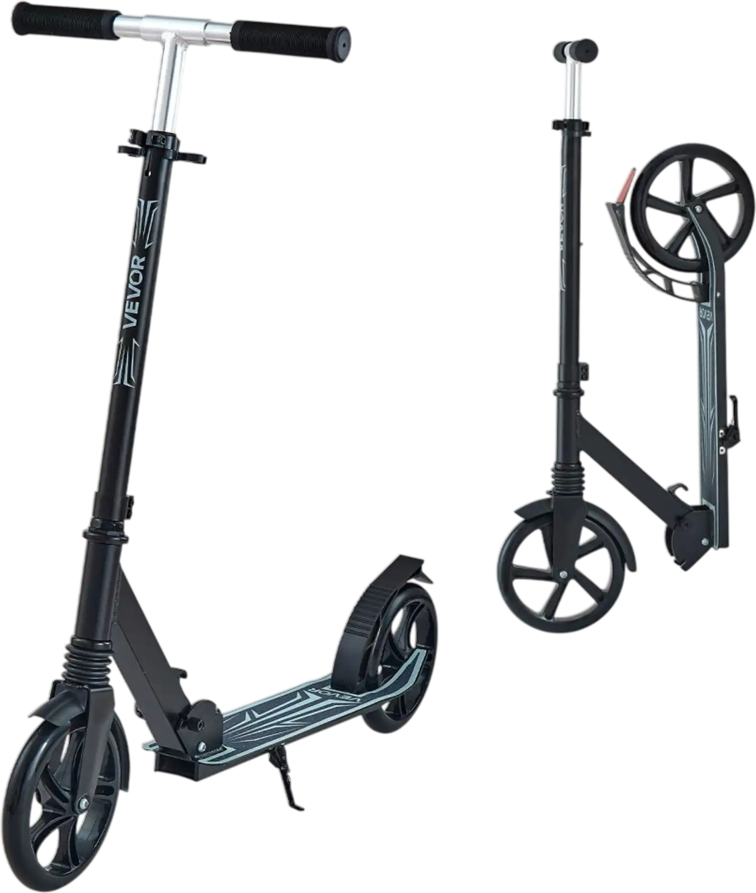 Vevor Kick Scooter Adjustable Height 2-Wheel Foldable Black New