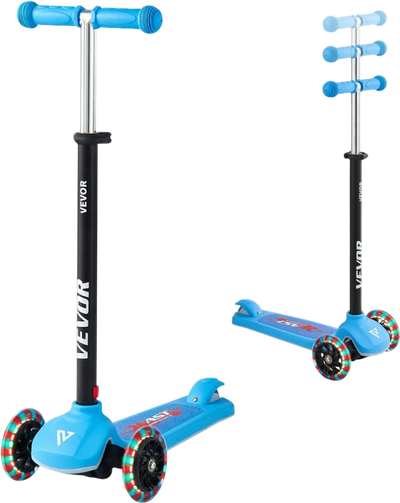 Vevor Kick Scooter 3-Wheel Toddler Light-Up Wheels Adjustable Height Blue New