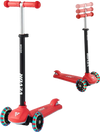 VEVOR Kick Scooter for Kids Ages 3+, 3-Wheel Toddler Scooter with Light-Up Wheels, Adjustable Height Handlebar, Wide Anti-Slip Deck, Lightweight Aluminum Frame for Boys & Girls up to 165 lbs, Red