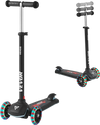 VEVOR Kick Scooter for Kids Ages 3+, 3-Wheel Toddler Scooter with Light-Up Wheels, Adjustable Height Handlebar, Wide Anti-Slip Deck, Lightweight Aluminum Frame for Boys & Girls up to 165 lbs, Black