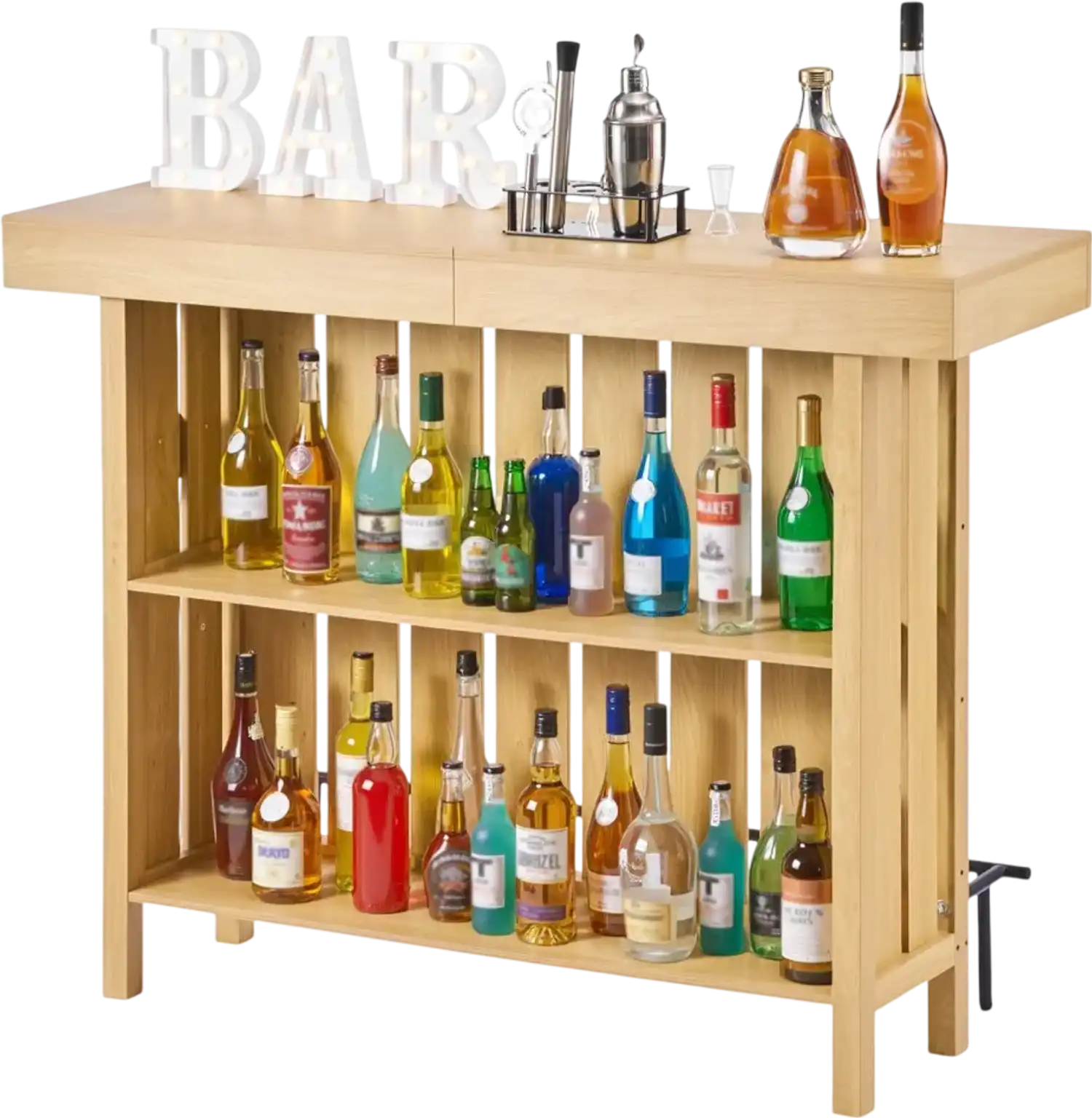 Vevor Home Bar Cabinet 3-Tier Wine Storage Table with Shelves Black New