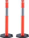 VEVOR Traffic Delineator Post Cones, 2 Pack, Traffic Safety Delineator Barrier with 16.93 x 16.93 in Rubber Base, for Traffic Control Warning Outdoor Indoor Use Parking Lot Construction Caution Roads