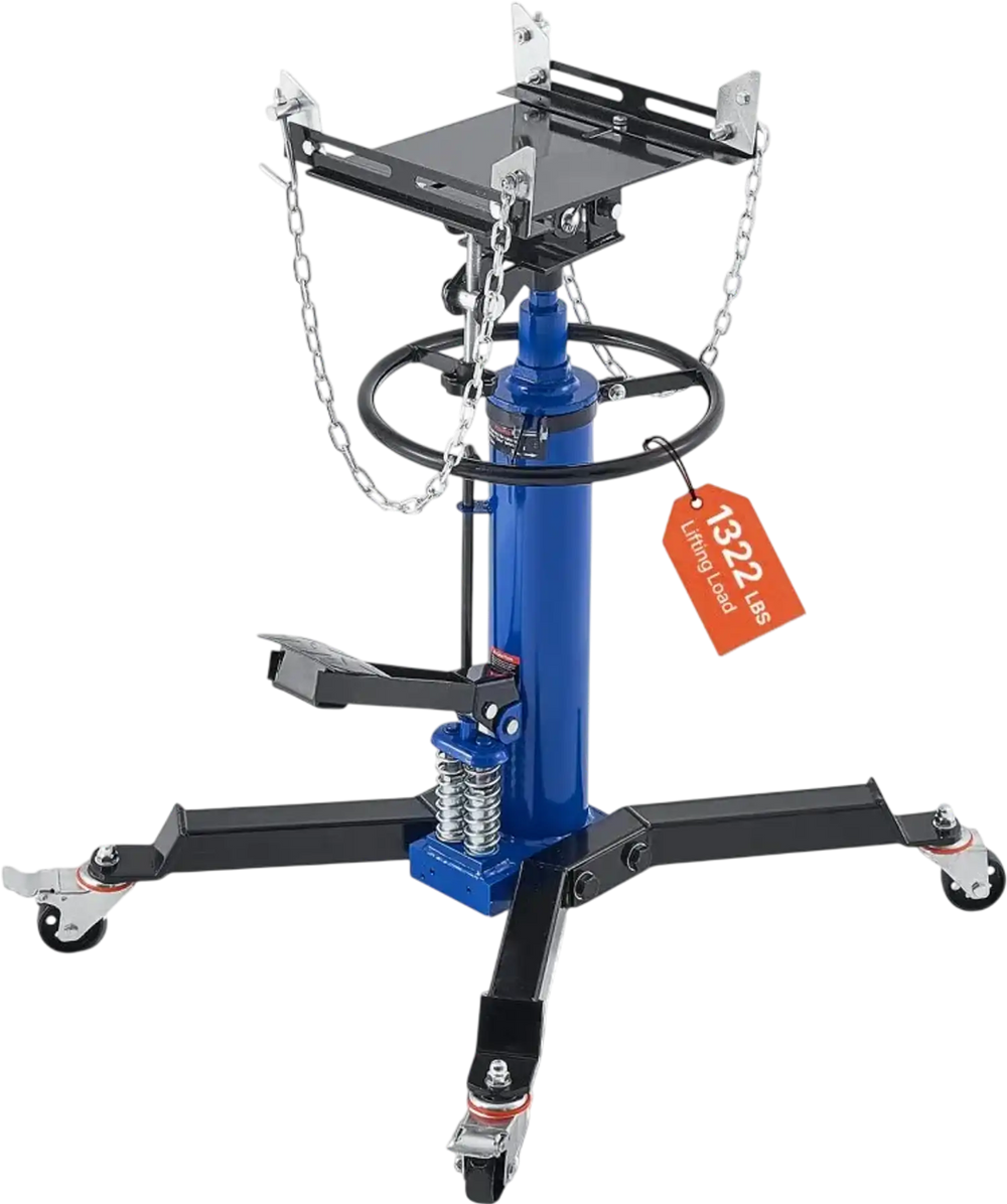 VEVOR Hydraulic Transmission Jack, 1322 lbs / 0.6 Ton Lifting Capacity Telescoping Transmission Jack with Foot Pedal, Dual Telescopic Trans, 34.6-69.3 in High Lifting Height, Garage/Shop Lift Hoist