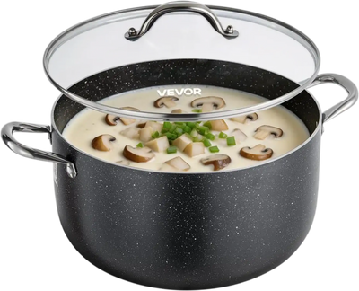 Vevor Stock Pot 12 qt Nonstick Ceramic Coated with Glass Lid New