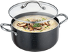 VEVOR Aluminum Stock Pot, 6-Quart Nonstick Ceramic Coated Pot with Glass Lid, PFOA-Free, PFAS-Free, Compatible with Gas Stoves, Induction Cooktops, Electric Stoves, for Soups, Stews, and Pasta