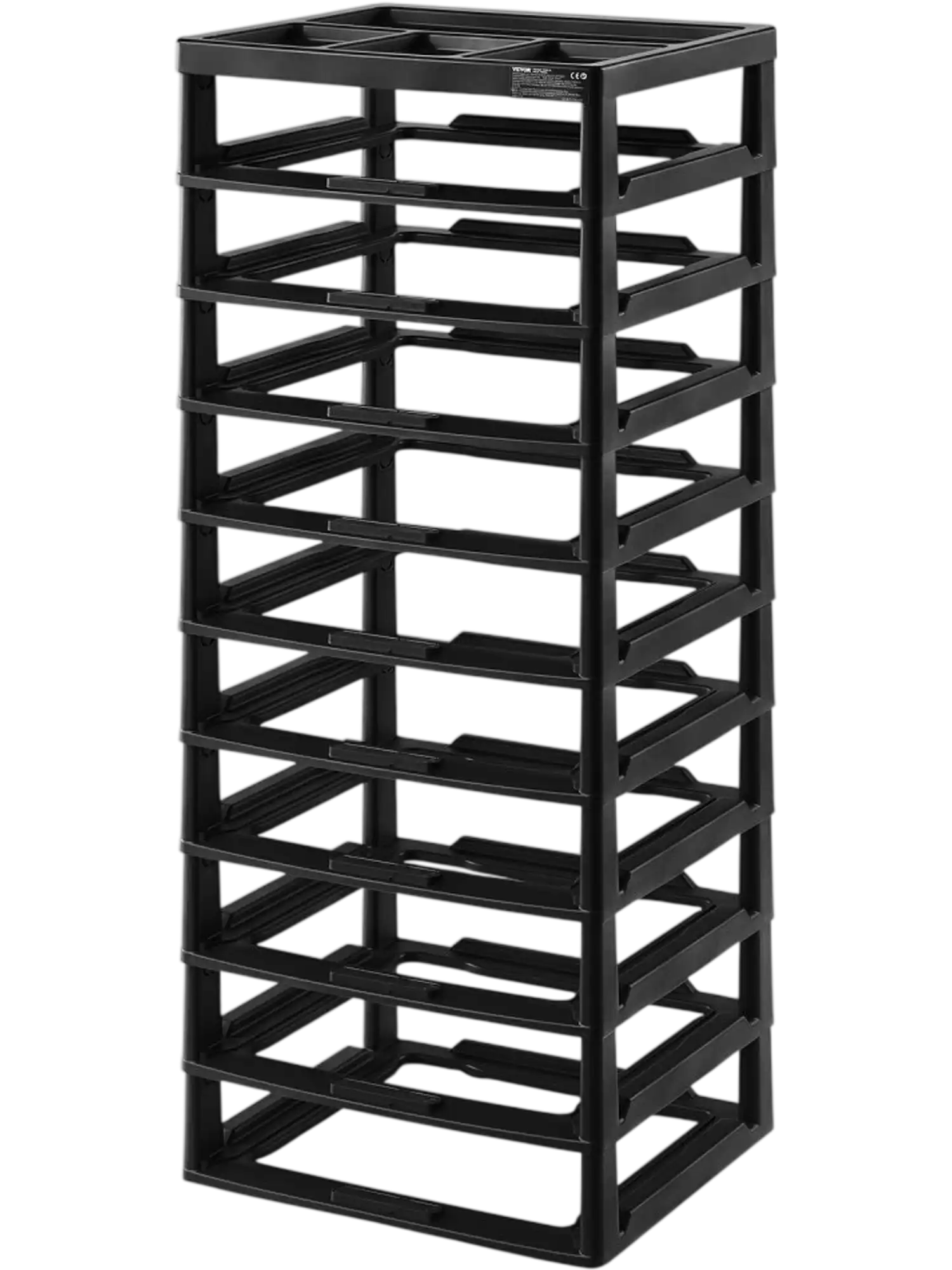 Vevor Plastic Storage Organizer 10-Tier Large Capacity with Organizer Top Black Frame New