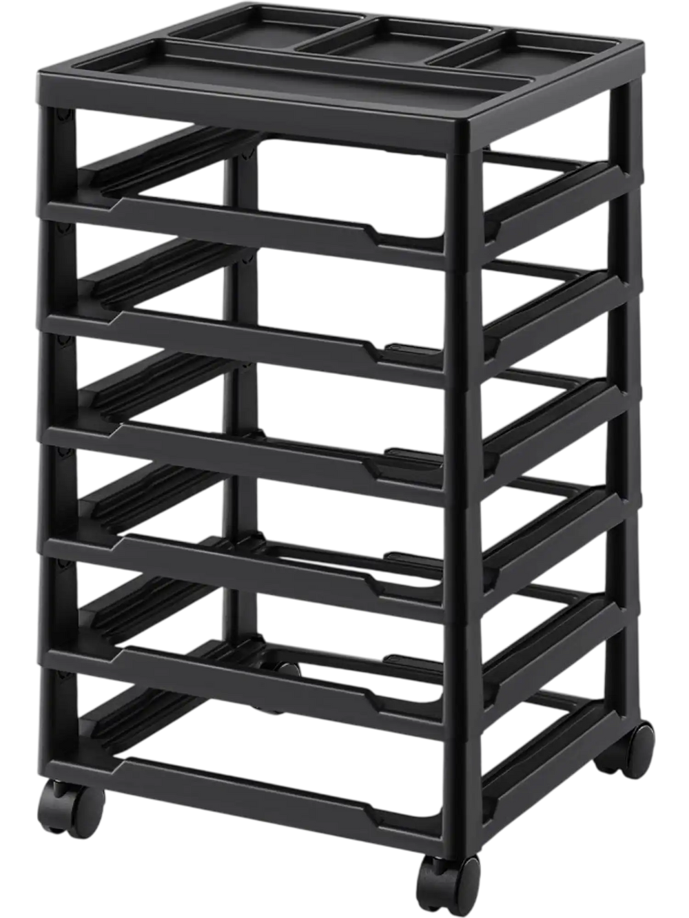 VEVOR Scrapbook Rolling Storage Cart, 6-Tier Large Capacity with Organizer Top, Black Frame with 4 Removable Wheels, PP Material Cart Only, Rolling Craft Storage for Office Arts and Crafts Supplies