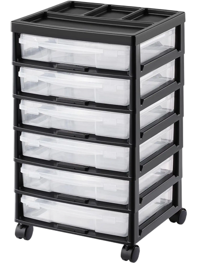 Vevor Scrapbook Rolling Storage Cart 6-Tier Black with 6 Clear Cases New
