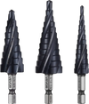 VEVOR Step Drill Bit Set, 1/8 - 7/8 inch, 3 Pieces Step Drill Bits, 1/4 inch Hex Shank, TiAlN Coating Cobalt HSS High Speed Steel, for Metal, Stainless Steel, Aluminum, Wood, Plastic, Fiberglass