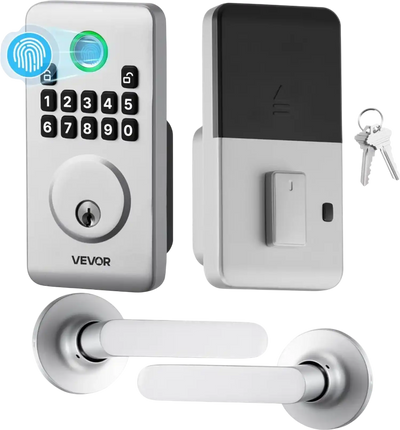Vevor Fingerprint Door Lock Set Biometric Keyless Entry Deadbolt with Handle Silver New