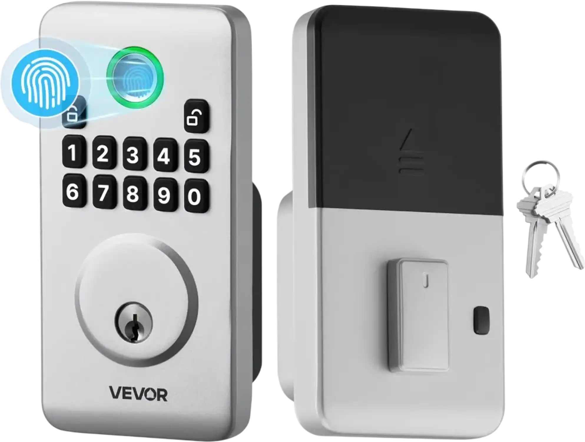 Vevor Fingerprint Door Lock Keyless Biometric Deadbolt Silver New