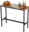 VEVOR Bar Table, Sturdy Metal Frame High Top Pub Table, Narrow Long Kitchen Dining, Cocktail Counter Bar Height Desk, Easy to Assemble,39x16x35.5 in, for Living Room Party, Rustic Brown and Black