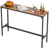 VEVOR Bar Table, Sturdy Metal Frame High Top Pub Table, Narrow Long Kitchen Dining, Cocktail Counter Bar Height Desk, Easy to Assemble, 55x15x39 in, for Living Room Party, Rustic Brown and Black