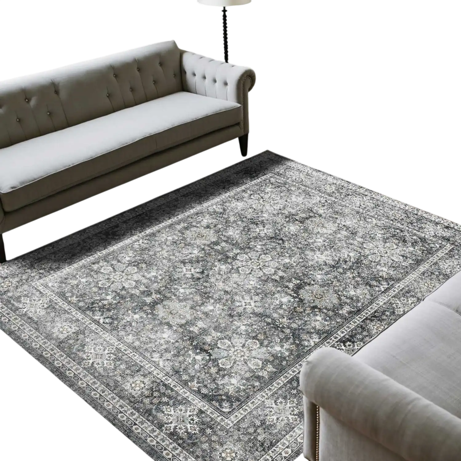 Vevor Area Rug 8' x 10' Vintage Gray Washable Non-Slip New